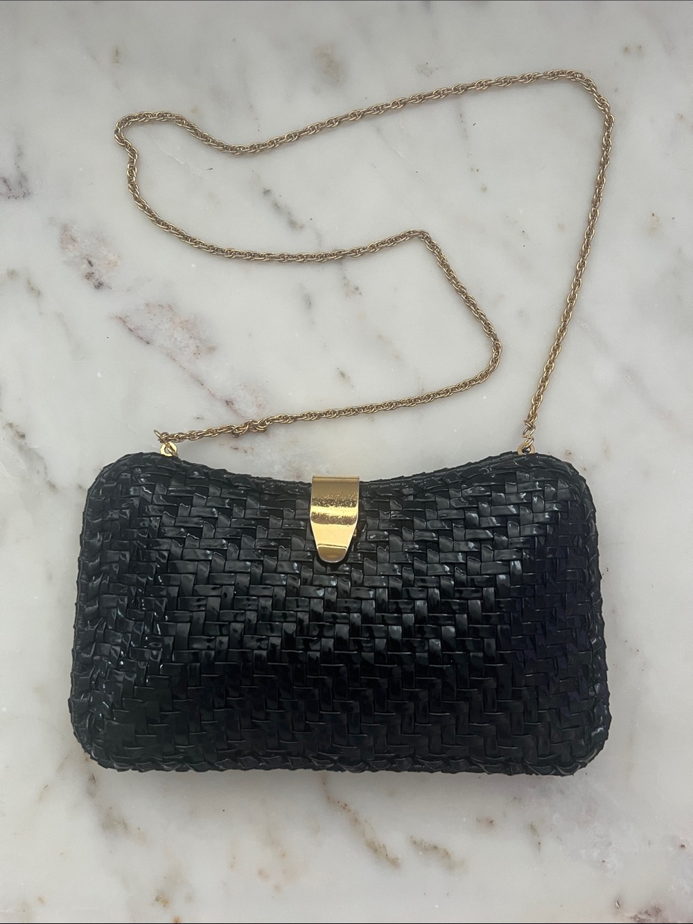 Vintage Ivey’s Black Wicker Clutch Shoulder Bag